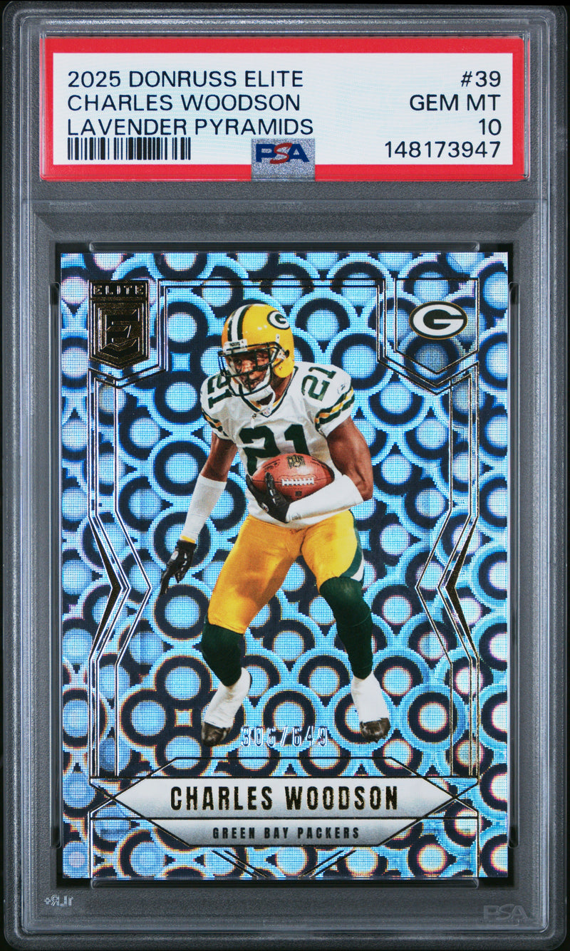 Charles Woodson #39 2025 Panini Donruss Elite PSA 10 Lavender Pyramids