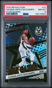 Giannis Antetokounmpo #12 2024 Panini Revolution Star Gazing PSA 8