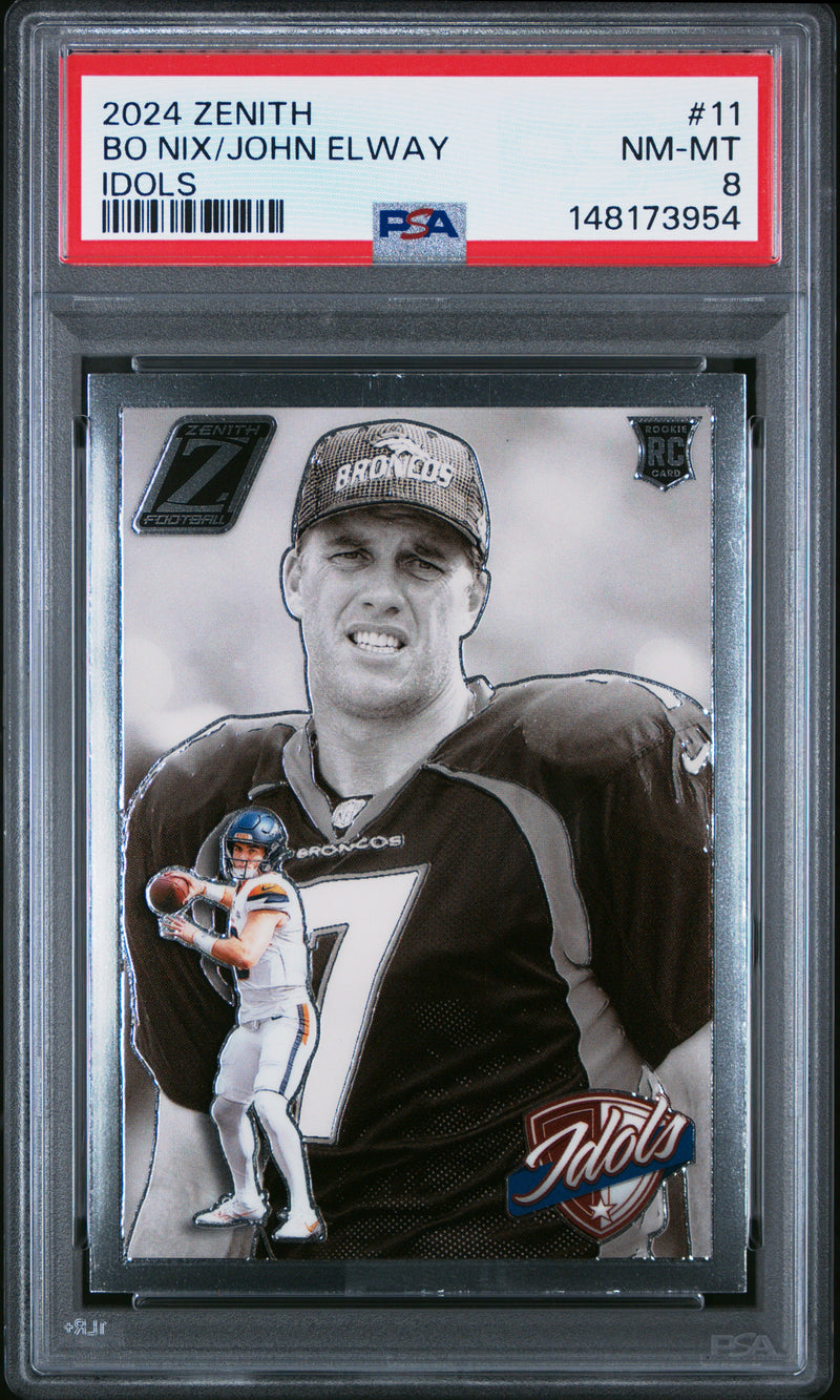Bo Nix/John Elway #11 2024 Panini Zenith Idols PSA 8