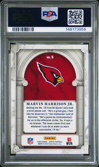 Marvin Harrison Jr. #5 2024 Panini Zenith Z Marquee PSA 8