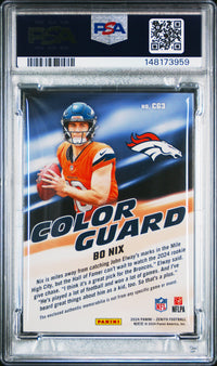 Bo Nix #CG3 2024 Panini Zenith Color Guard Memorabilia PSA 8