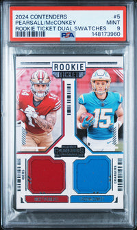 Pearsall/Mcconkey #5 2024 Panini Contenders Rookie Ticket Dual Swatches PSA 9