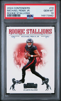 Michael Penix Jr. #10 2024 Panini Contenders Rookie Stallions PSA 10