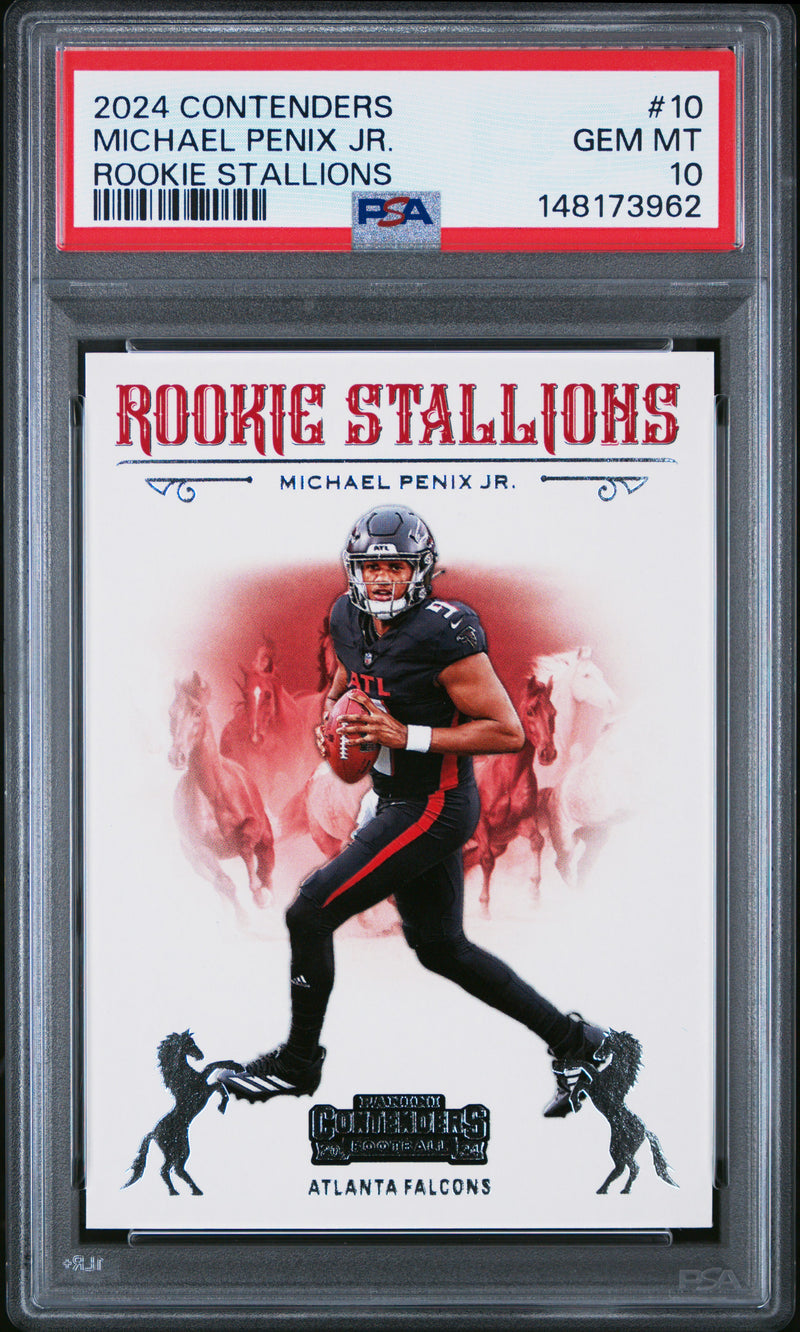 Michael Penix Jr. #10 2024 Panini Contenders Rookie Stallions PSA 10