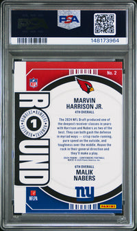 Nabers/Harrison Jr. #2 2024 Panini Contenders Round Numbers PSA 8