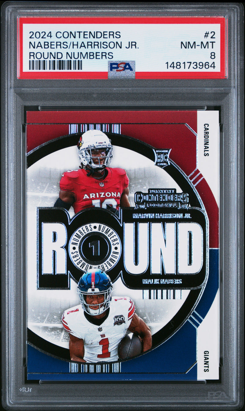 Nabers/Harrison Jr. #2 2024 Panini Contenders Round Numbers PSA 8