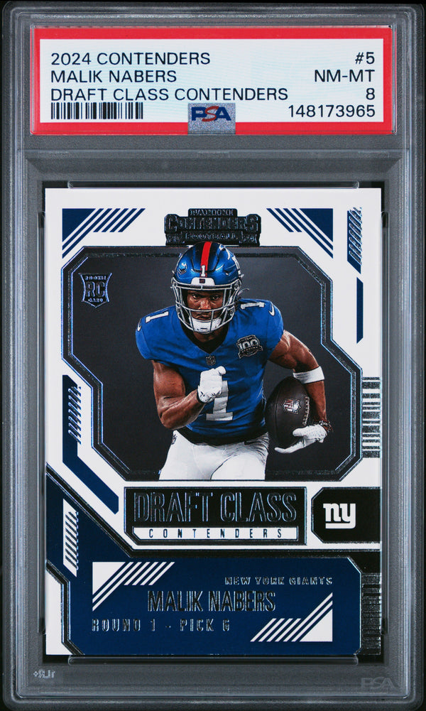 Malik Nabers #5 2024 Panini Contenders Draft Class Contenders PSA 8