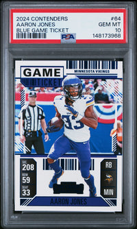 Aaron Jones #64 2024 Panini Contenders PSA 10 Blue Game Ticket