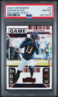 Keenan Allen #17 2024 Panini Contenders PSA 10 Red Game Ticket