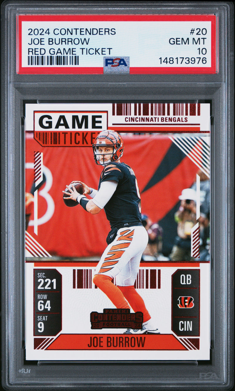 Joe Burrow #20 2024 Panini Contenders PSA 10 Red Game Ticket