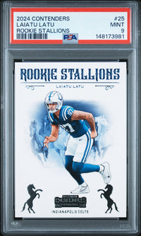 Laiatu Latu #25 2024 Panini Contenders Rookie Stallions PSA 9