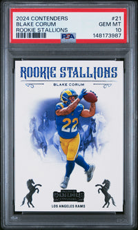 Blake Corum #21 2024 Panini Contenders Rookie Stallions PSA 10