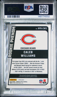 Caleb Williams #RPBCWS 2024 Panini Donruss Optic Rookie Phenoms Relics PSA 8