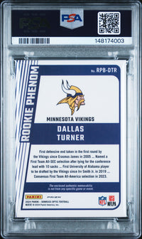 Dallas Turner #RPBDTR 2024 Panini Donruss Optic Rookie Phenoms Relics PSA 9
