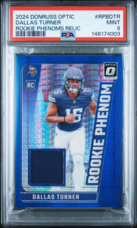 Dallas Turner #RPBDTR 2024 Panini Donruss Optic Rookie Phenoms Relics PSA 9