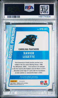 Xavier Legette #RPBXLE 2024 Panini Donruss Optic Rookie Phenoms Relics PSA 9