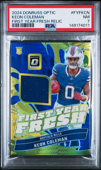 Keon Coleman #FYFKCN 2024 Panini Donruss Optic First Year Fresh Relic PSA 7