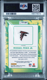 Michael Penix Jr. #FYFMPJ 2024 Panini Donruss Optic First Year Fresh Relic PSA 9