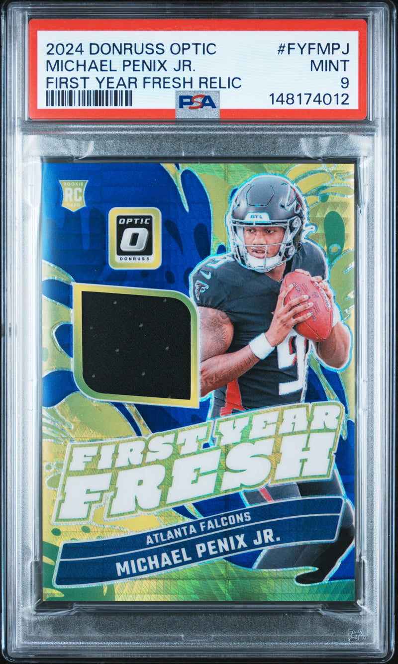 Michael Penix Jr. #FYFMPJ 2024 Panini Donruss Optic First Year Fresh Relic PSA 9