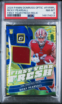Ricky Pearsall #FYFRPL 2024 Panini Donruss Optic First Year Fresh Relic PSA 8