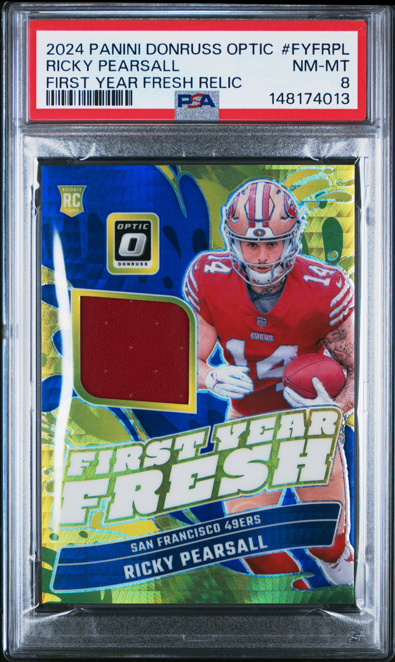 Ricky Pearsall #FYFRPL 2024 Panini Donruss Optic First Year Fresh Relic PSA 8