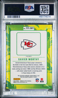Xavier Worthy #FYFXWY 2024 Panini Donruss Optic First Year Fresh Relic PSA 9