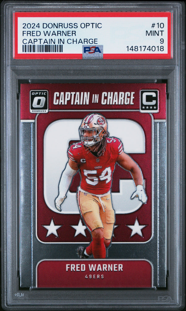 Fred Warner #10 2024 Panini Donruss Optic Captain In Charge PSA 9
