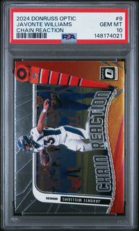 Javonte Williams #9 2024 Panini Donruss Optic Chain Reaction PSA 10