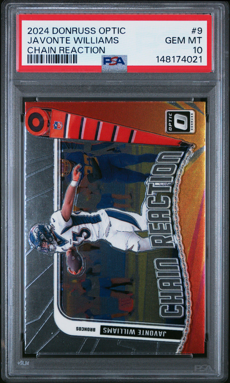 Javonte Williams #9 2024 Panini Donruss Optic Chain Reaction PSA 10