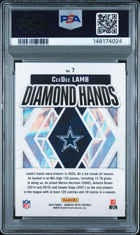 Ceedee Lamb #7 2024 Panini Donruss Optic Diamond Hands PSA 8