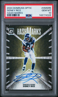 Sidney Rice #HMSRE 2024 Panini Donruss Optic Hash Marks PSA 10