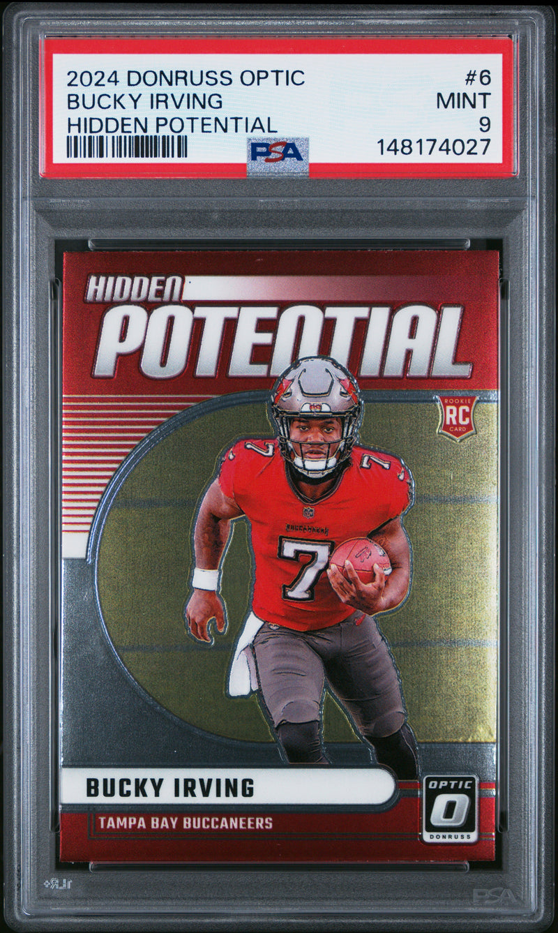 Bucky Irving #6 2024 Panini Donruss Optic Hidden Potential PSA 9