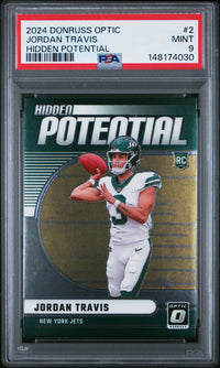 Jordan Travis #2 2024 Panini Donruss Optic Hidden Potential PSA 9