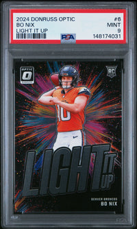 Bo Nix #6 2024 Panini Donruss Optic Light It Up PSA 9