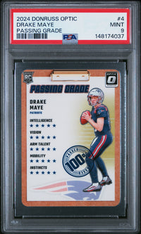 Drake Maye #4 2024 Panini Donruss Optic Passing Grade PSA 9