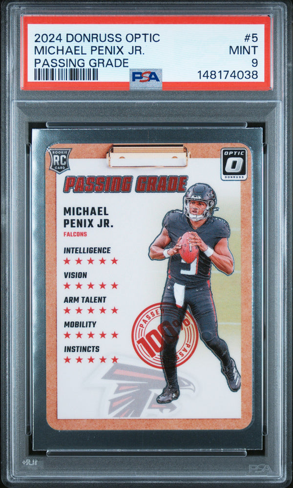 Michael Penix Jr. #5 2024 Panini Donruss Optic Passing Grade PSA 9