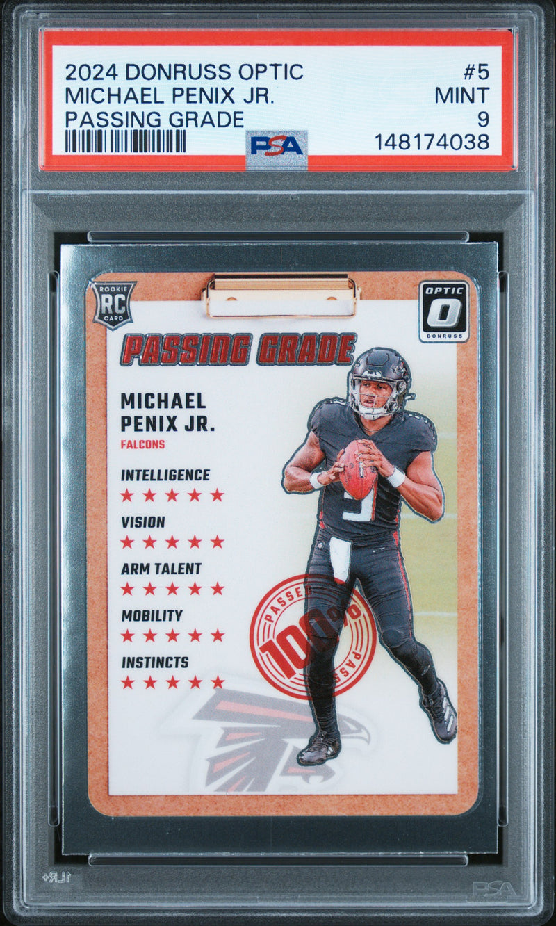 Michael Penix Jr. #5 2024 Panini Donruss Optic Passing Grade PSA 9