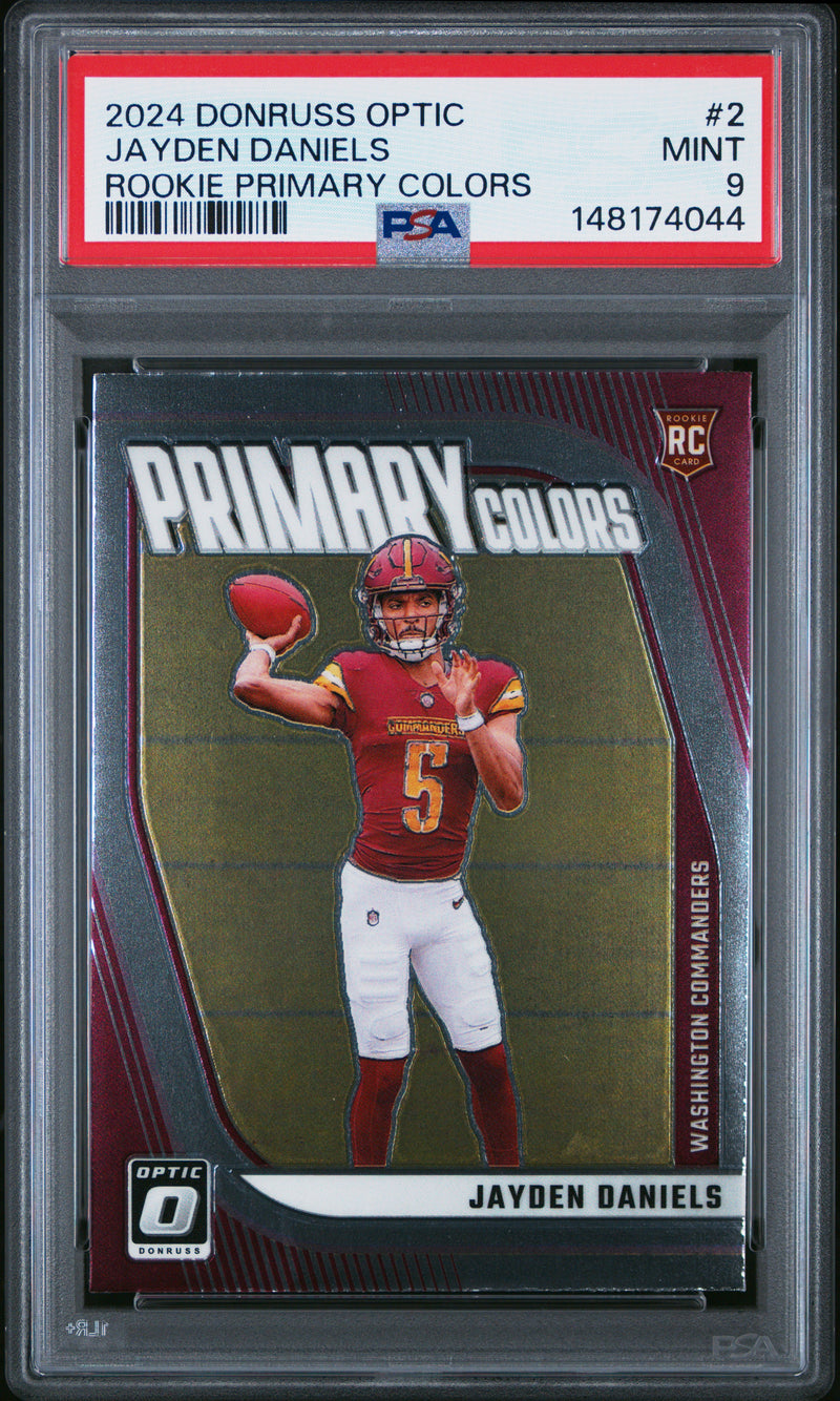 Jayden Daniels #2 2024 Panini Donruss Optic Rookie Primary Colors PSA 9