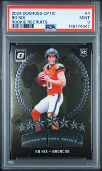 Bo Nix #4 2024 Panini Donruss Optic Rookie Recruits PSA 9