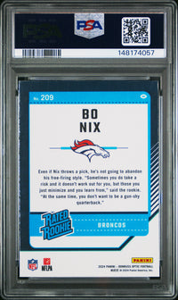 Bo Nix #209 2024 Panini Donruss Optic PSA 9