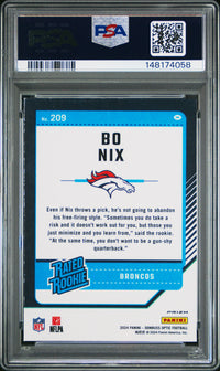 Bo Nix #209 2024 Panini Donruss Optic PSA 8 Blue Hyper
