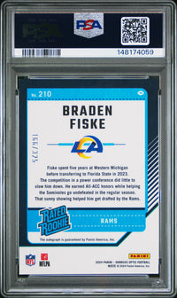 Braden Fiske #210 2024 Panini Donruss Optic PSA 8 Autograph