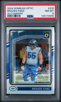 Braden Fiske #210 2024 Panini Donruss Optic PSA 8 Autograph