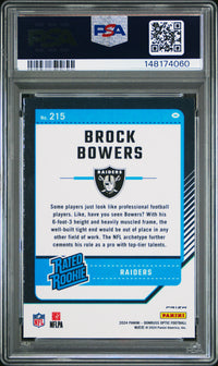 Brock Bowers #215 2024 Panini Donruss Optic PSA 9 Blue Hyper