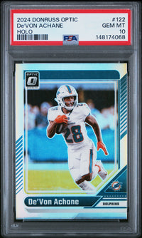 De'Von Achane #122 2024 Panini Donruss Optic PSA 10 Holo