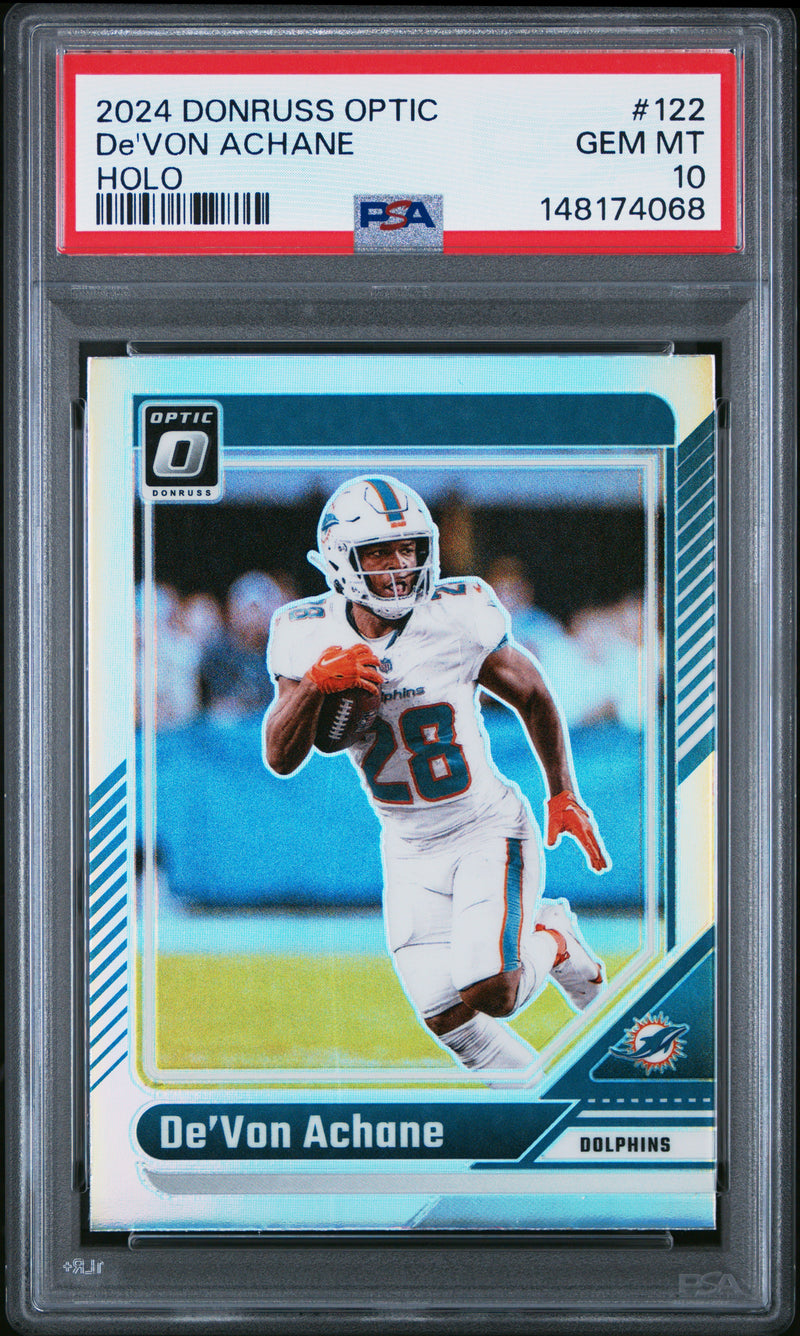 De'Von Achane #122 2024 Panini Donruss Optic PSA 10 Holo