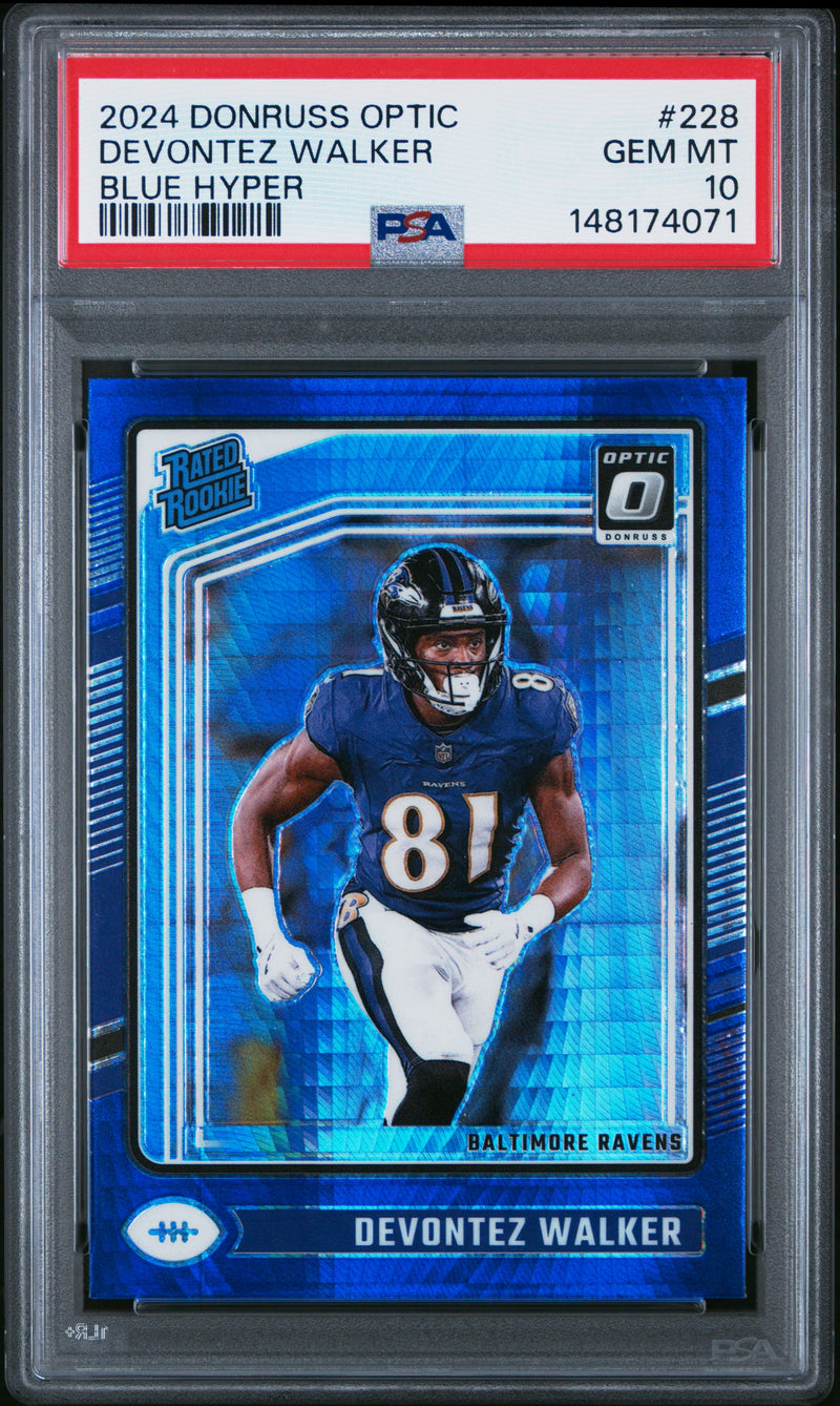 Devontez Walker #228 2024 Panini Donruss Optic PSA 10 Blue Hyper