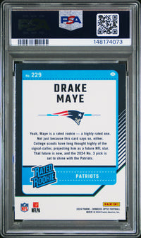 Drake Maye #229 2024 Panini Donruss Optic PSA 6