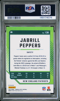 Jabrill Peppers #138 2024 Panini Donruss Optic PSA 9 Rocket
