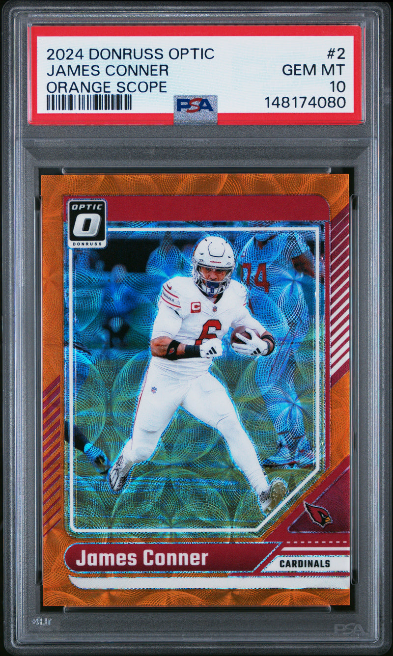 James Conner #2 2024 Panini Donruss Optic PSA 10 Orange Scope